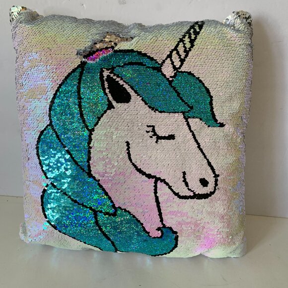 Other - Sparkly Unicorn Pillow Reversible Sequin Pink Purple Plush 16" x 16"